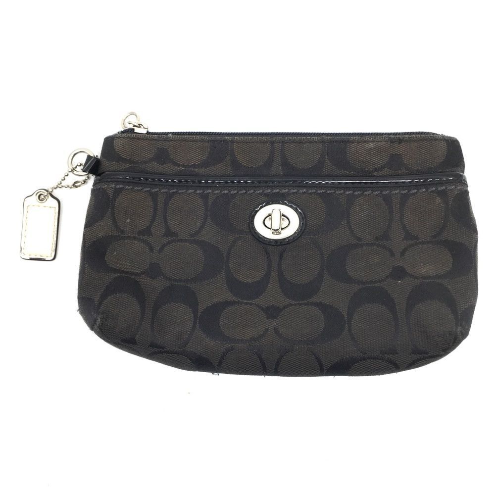 Coach PROJECT Signature Jacquard Turnlock Wristlet Pouch Black